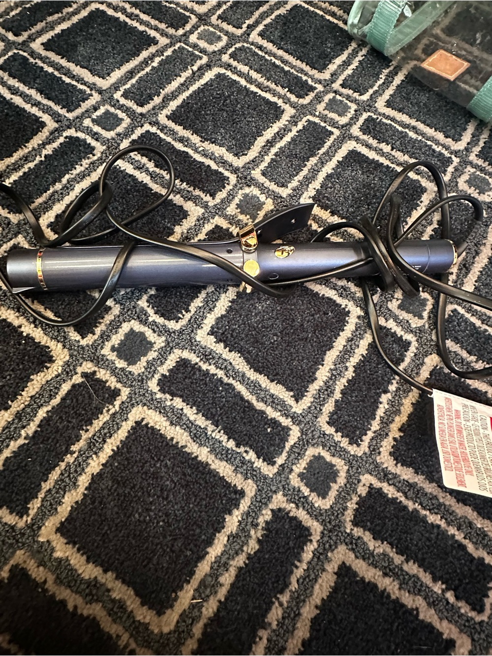 T3 Ceramic Hair Curling Iron in Metallic Blue with Gold Accents